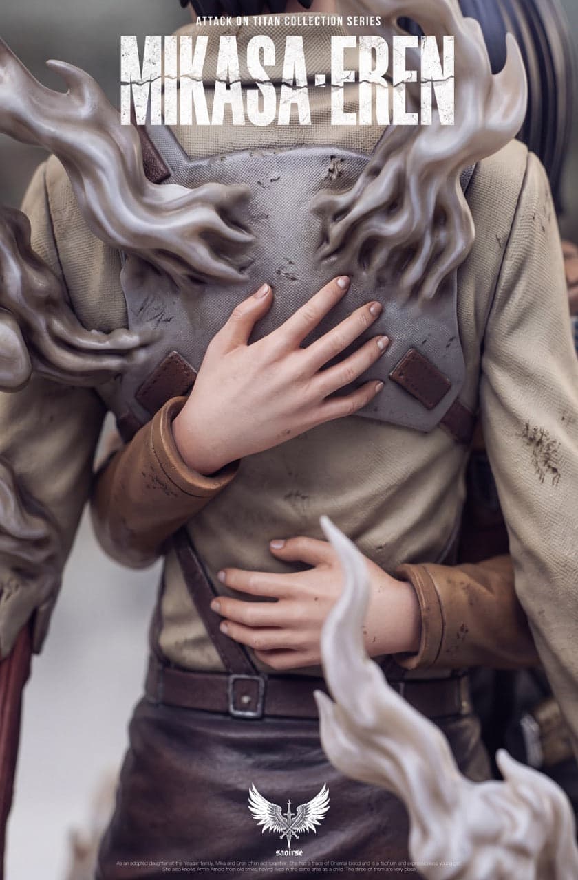 Attack on Titan Saoirse Studio Mikasa Eren hugging 4