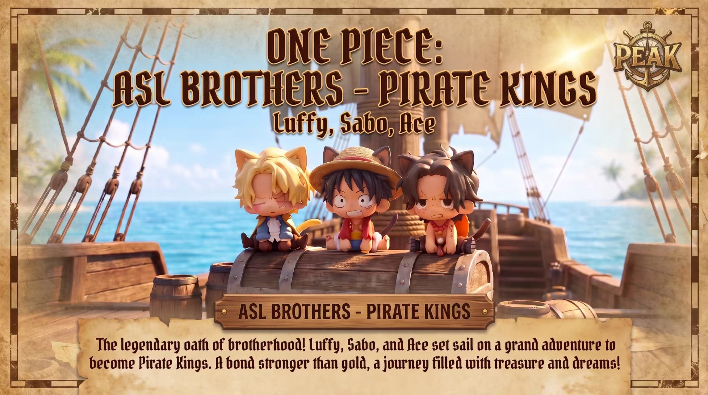 One Piece Peak Studio Cat Ear Luffy x Sabo x Ace 1