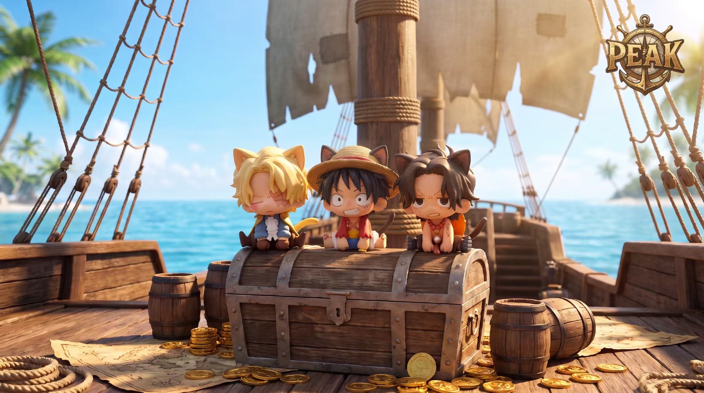One Piece Peak Studio Cat Ear Luffy x Sabo x Ace 5