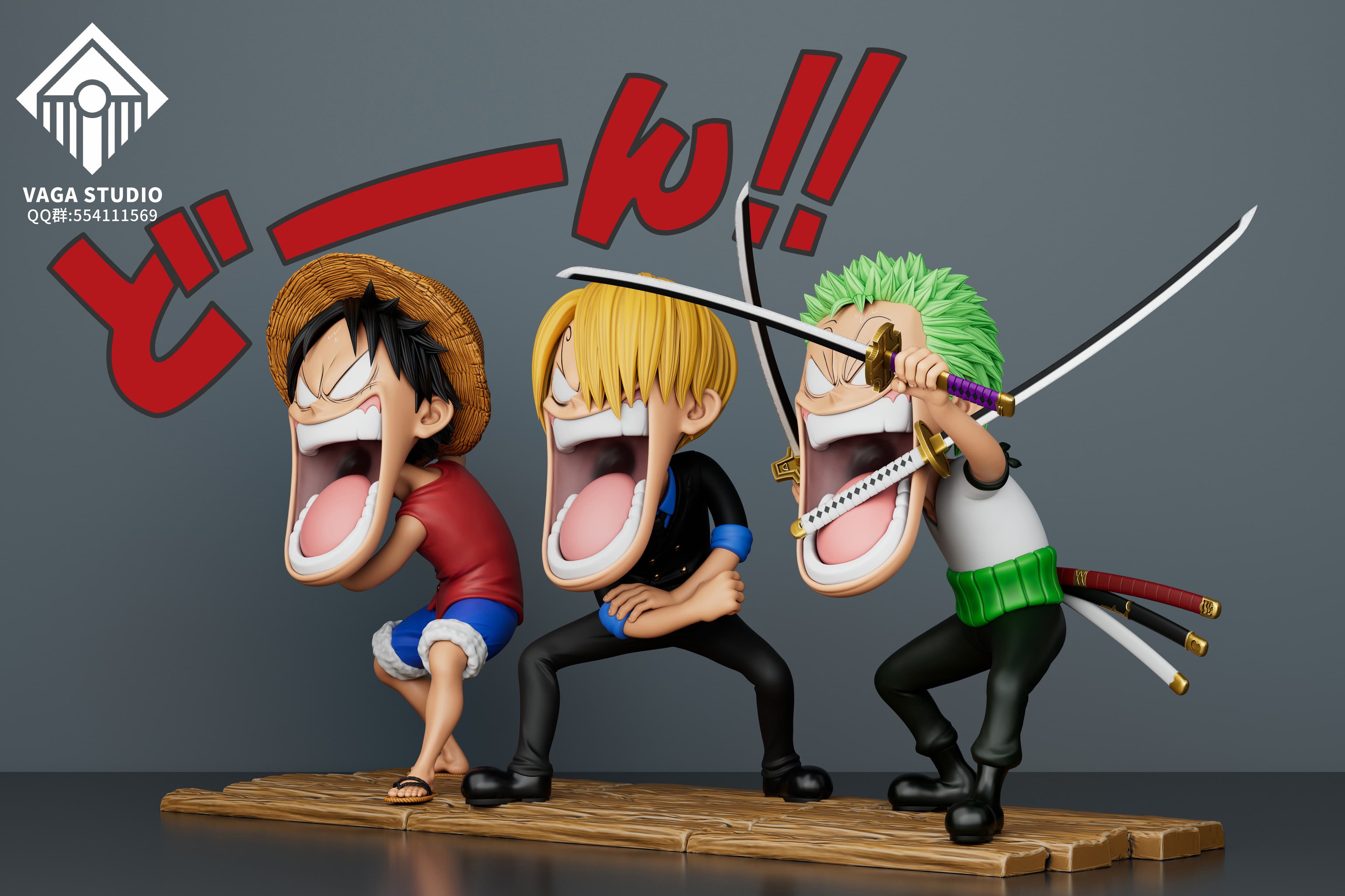 One Piece Vaga Studio Luffy x Zoro x Sanji Angrys 4
