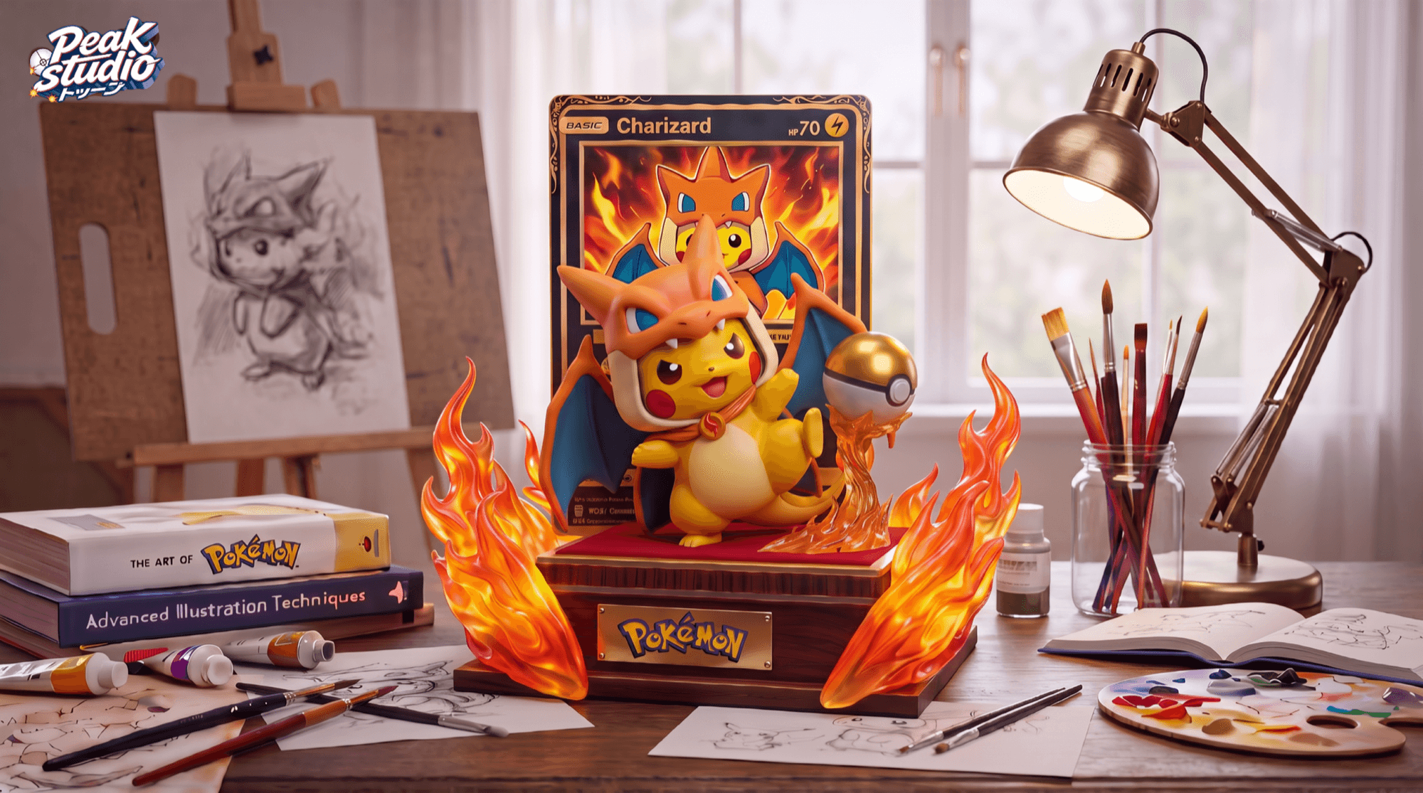 Pokemon Peak Studio Charizard Cape Pikachu 1