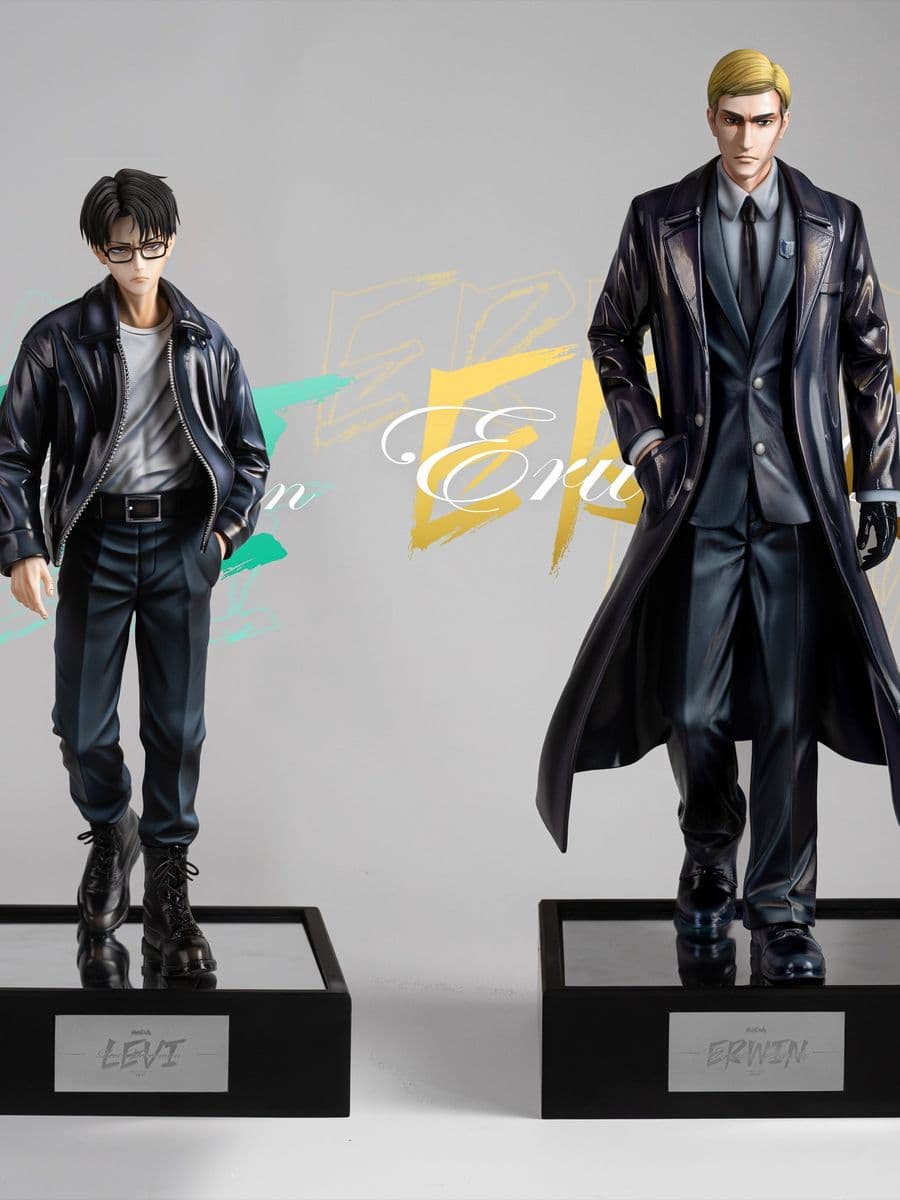 Attack On Titan Mahakala Studio Levi x Erwin Black Leather Jacket