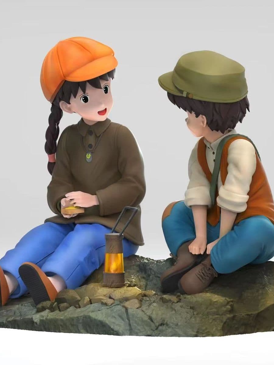 Castle in the Sky Scarecrow Studio Sheeta and Pazu next to the oil lamp