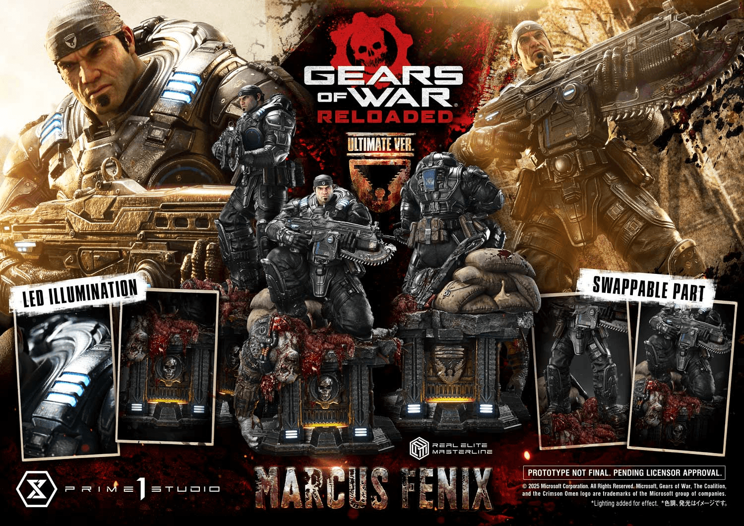 Gears of War Reloaded Prime 1 Studio Marcus Fenix Licensed