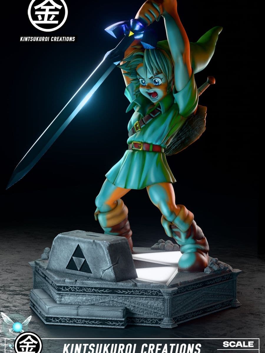 The Legend of Zelda Kintsuluroi Creations Studio Young Link Pulling Master Sword
